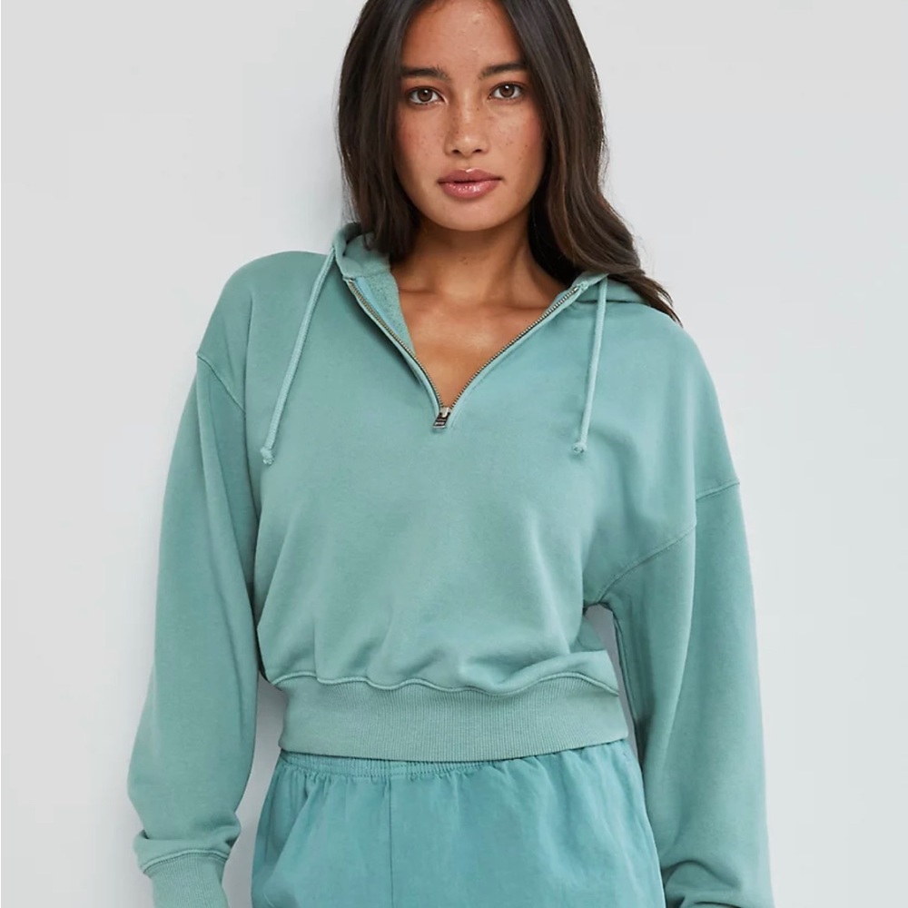Aritzia Wilfred Free Terry Fleece 1/4-Zip Hoodie